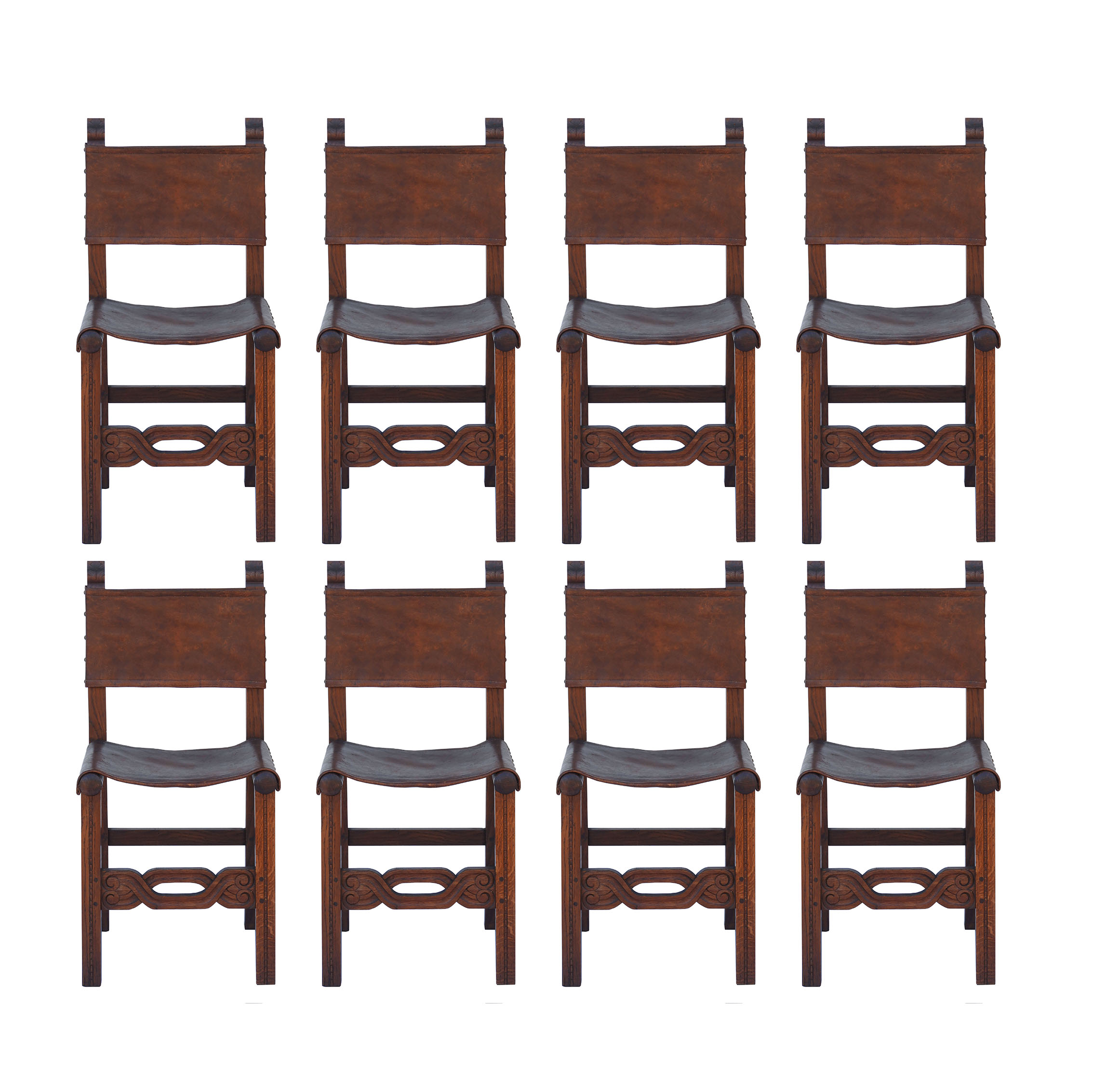 Eight Dining Chairs Early 20th Century Spanish Renaissance Revival