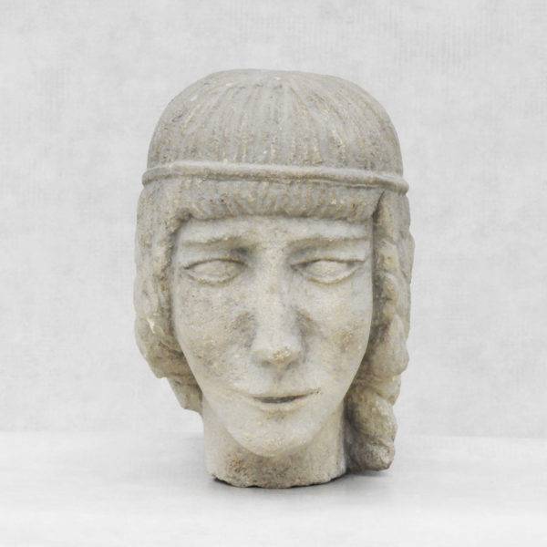 Carved Stone Female Head Sculpture – Atelier33Bis