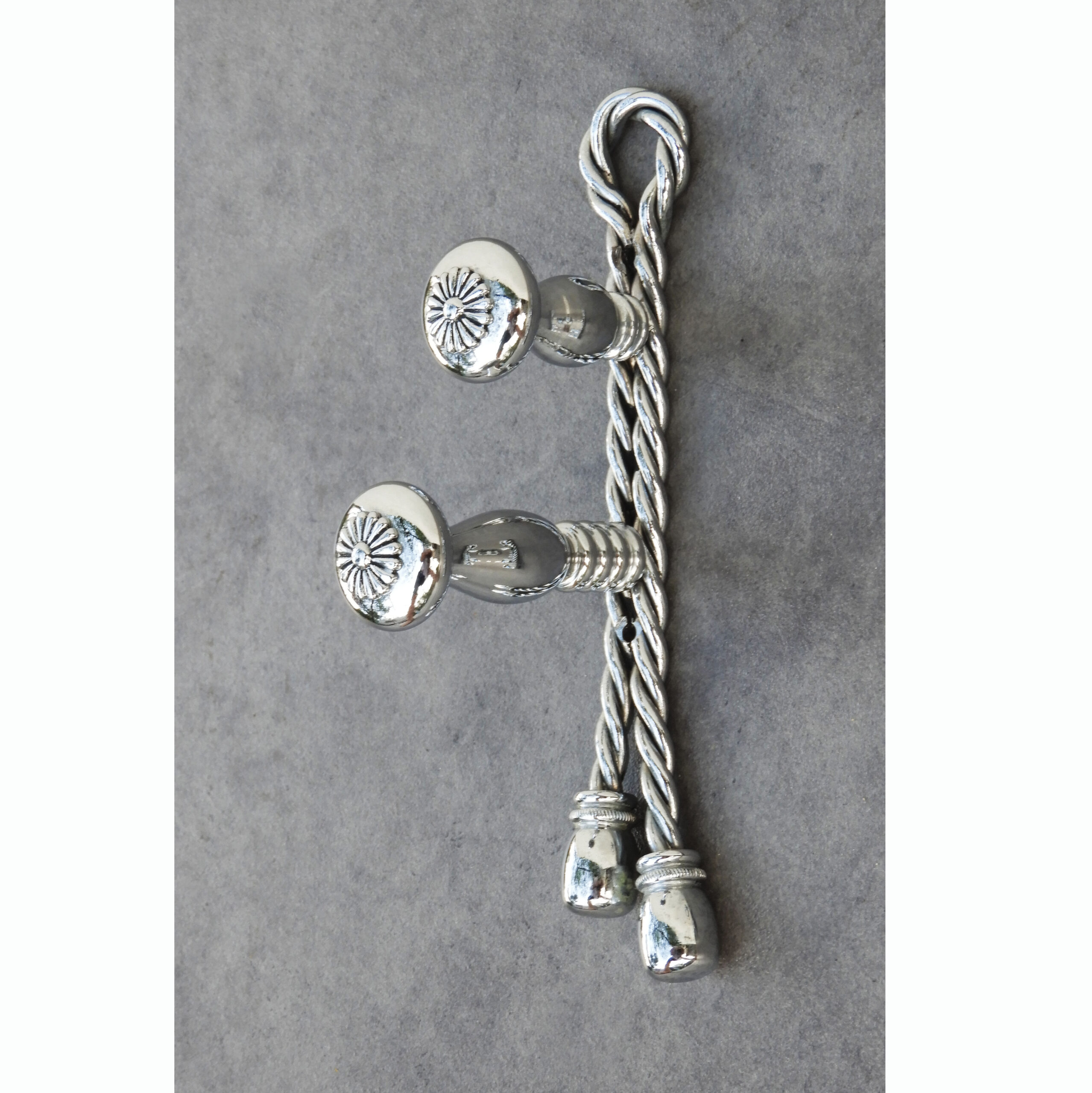 Large French Mid Century Rope and Tassel Double Hook Maison Baguès C1970