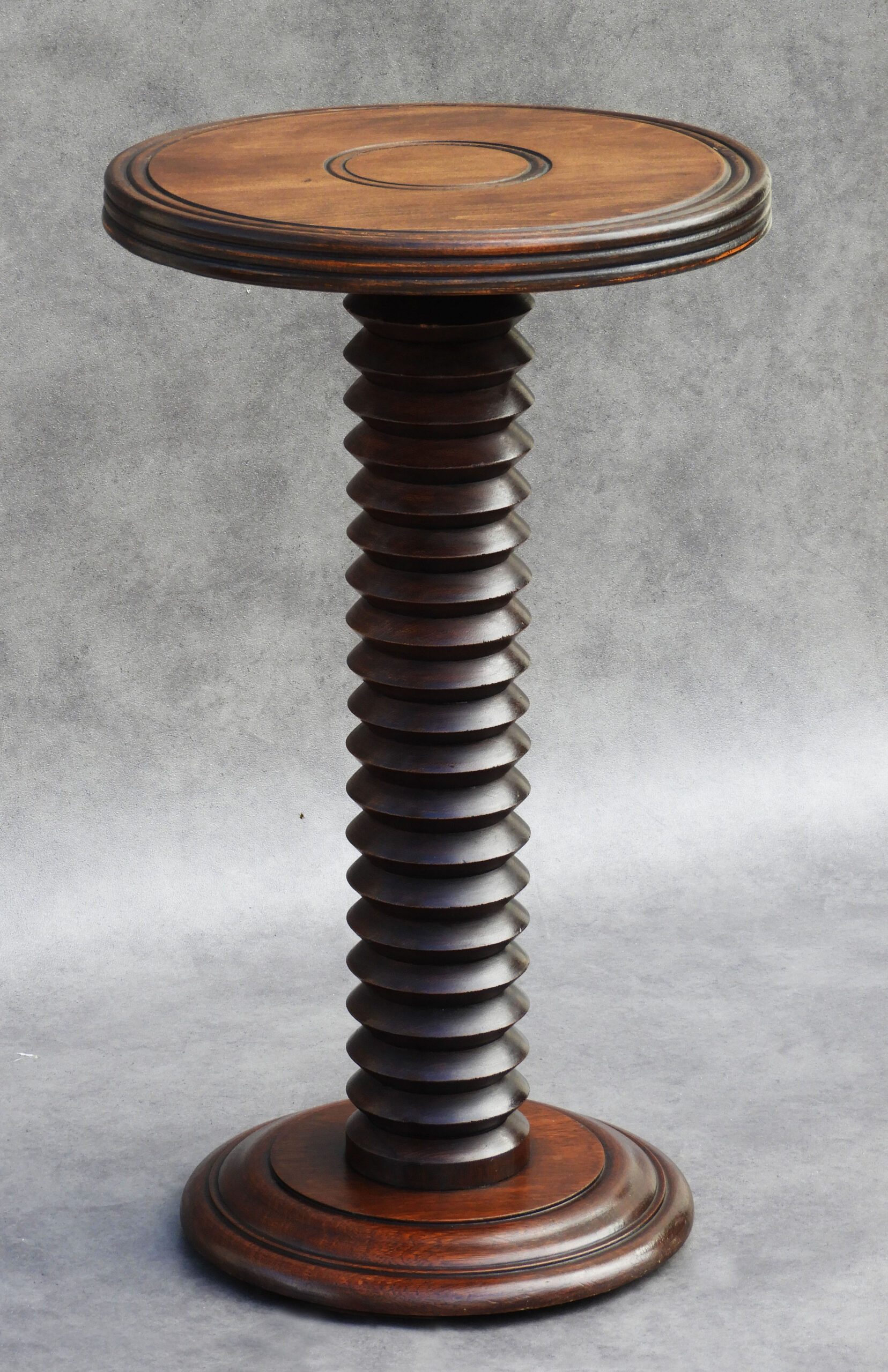 Vintage French Carved Oak Pedestal Table, Charles Dudouyt Style C1940